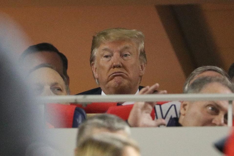 President Trump Faces at Baseball Game
