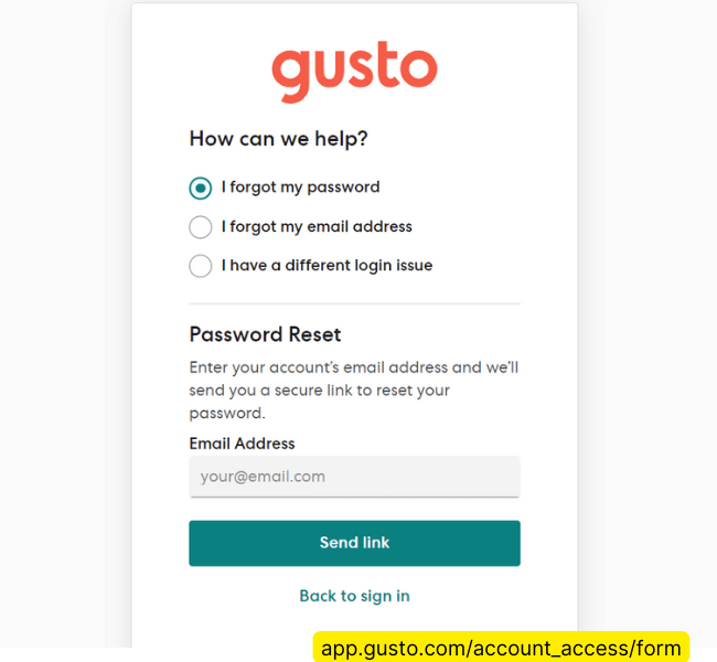 Password Reset | Gusto
