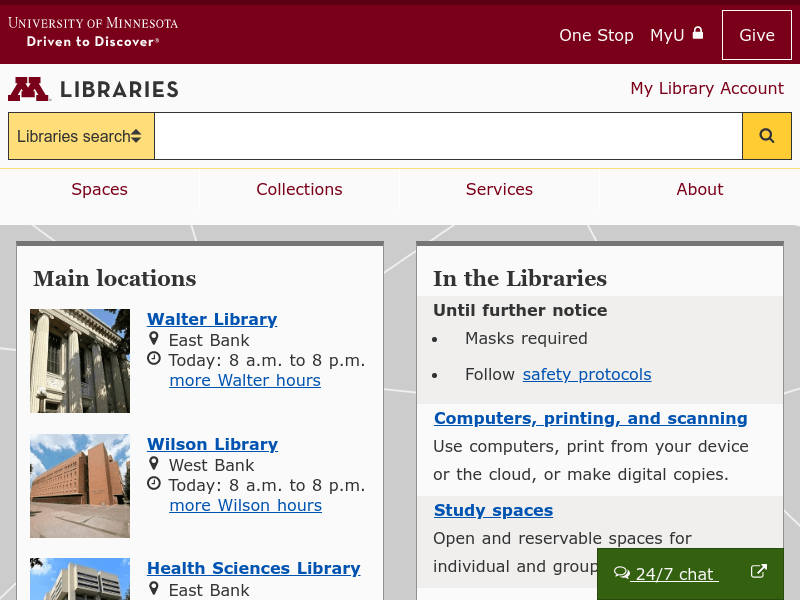 Libraries home | University of Minnesota Libraries