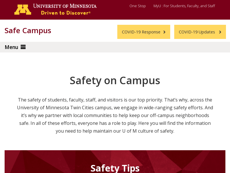 Safe Campus | University of Minnesota 