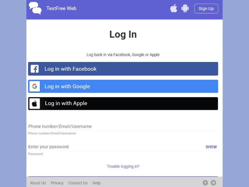 Login _ TextFree Web