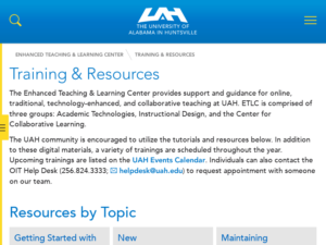 UAH - Enhanced Teaching & Learning Center - Training & Resources