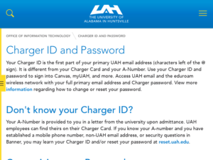 UAH - Office of Information Technology - Charger ID and Password