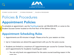 UAH - Student Success Center - Policies & Procedures