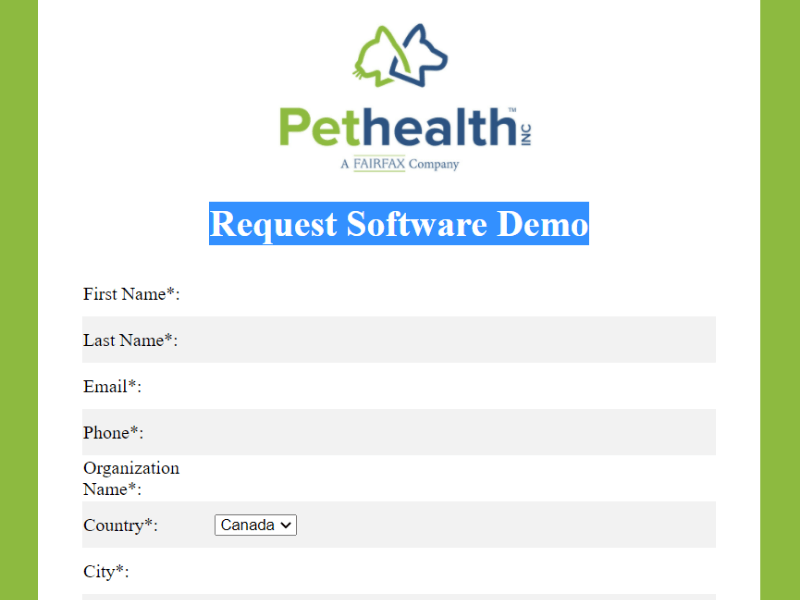 Pethealth - Request Software Demo