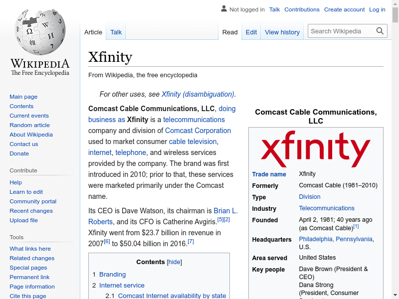 Xfinity - Comcast Cable Communications, LLC