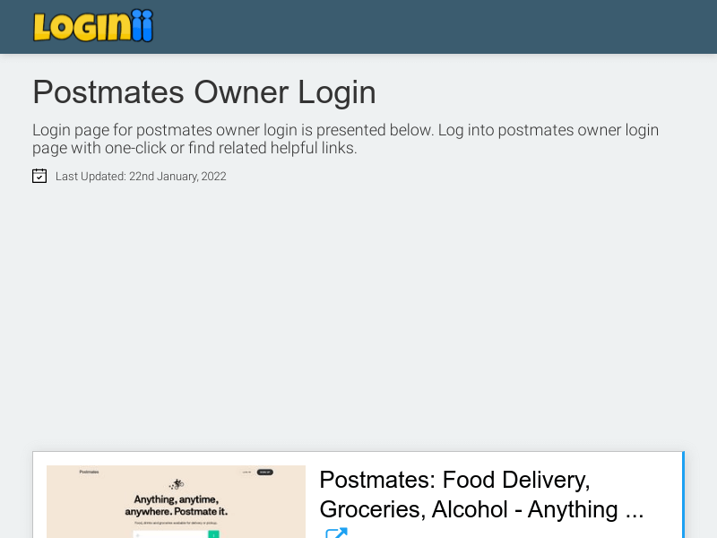 Postmates Owner Login