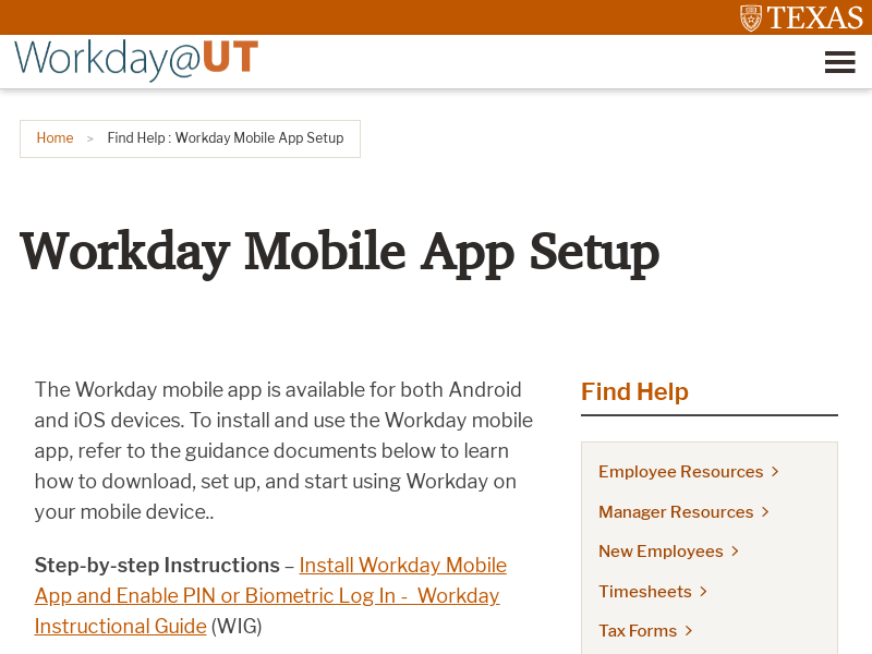 Workday Mobile App Setup | Workday | The University of Texas at Austin