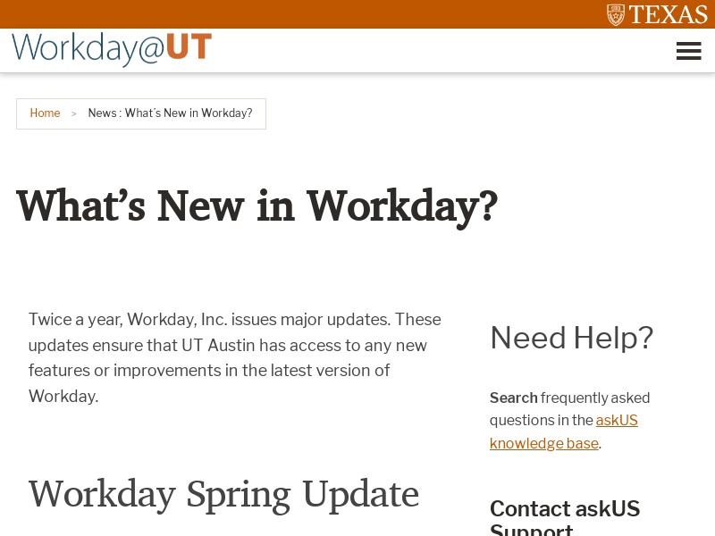 What’s New in Workday? | Workday | The University of Texas at Austin