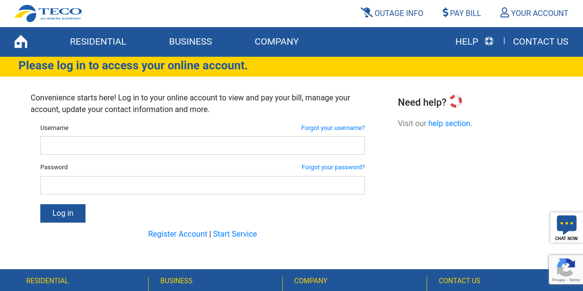 Please log in to access your online account. – tecoaccount.com (1)