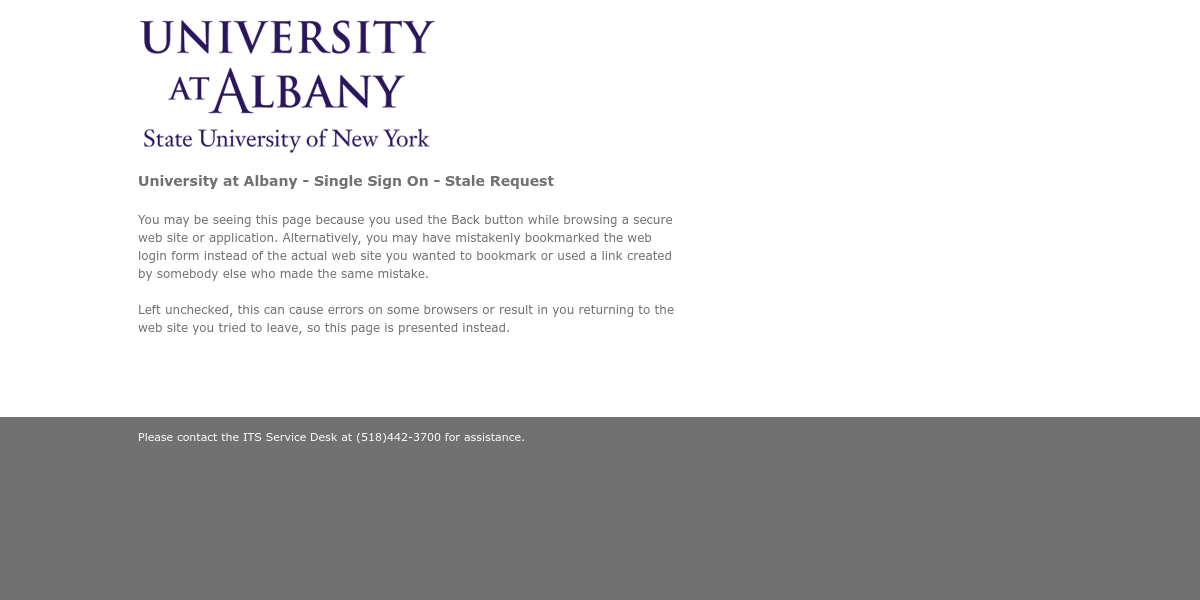 University at Albany – Single Sign On – Stale Request (2)