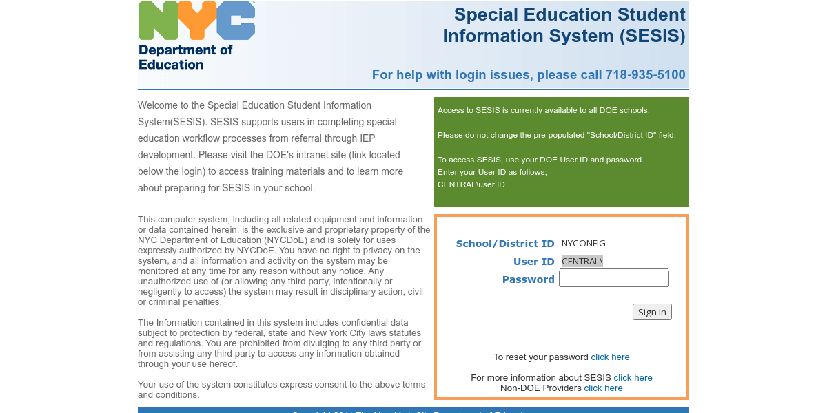 Sesis Login