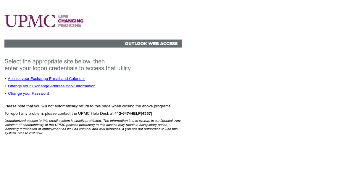 UPMC Email Login